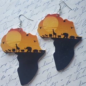 Safari African Wood Earrings